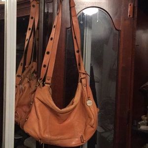 RABEANCO buttery leather orange/peach purse